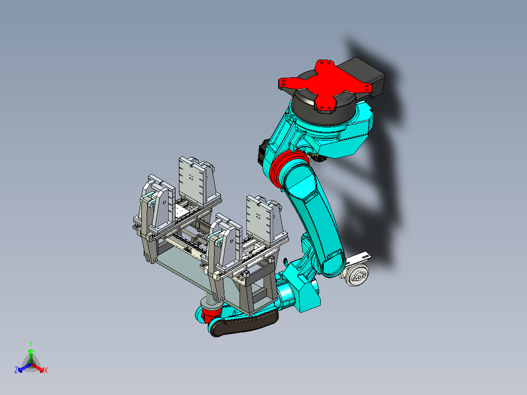 方管自动化抱具设计（机器人抓取）正等轴测图