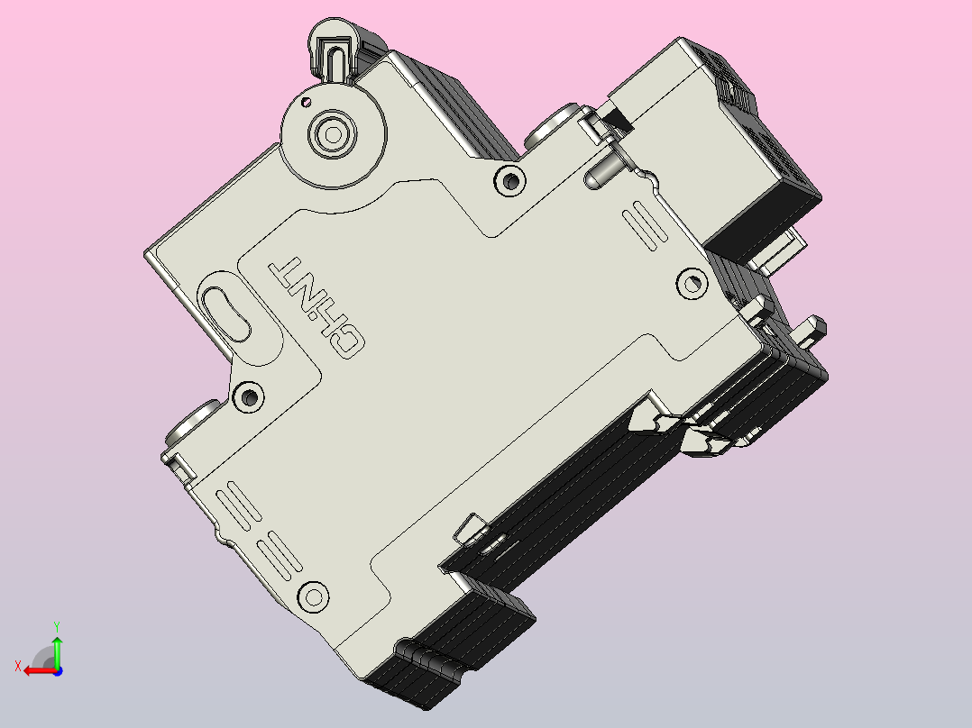 NXBFLE-63&amp;2P剩余电流动作断路器三维模型202307后视图