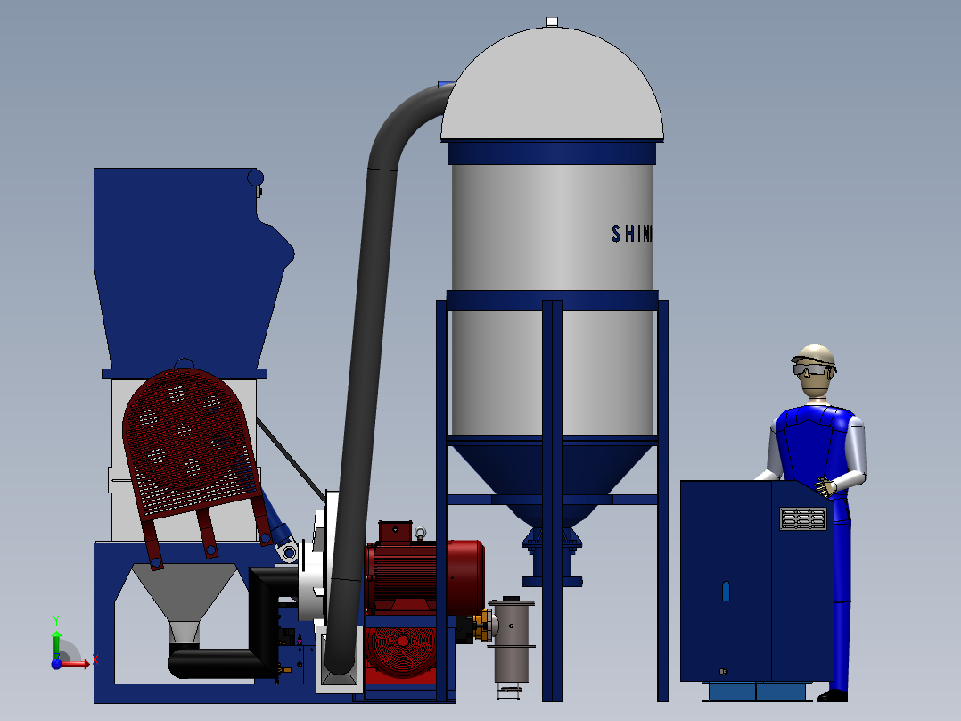 塑料破碎机（重型）【彩红网3D模型-caired.com】前视图