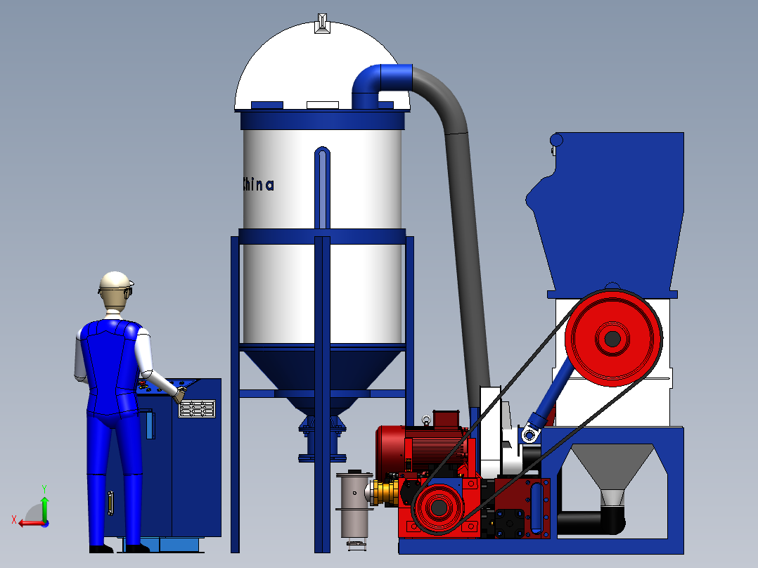 塑料破碎机（重型）【彩红网3D模型-caired.com】后视图