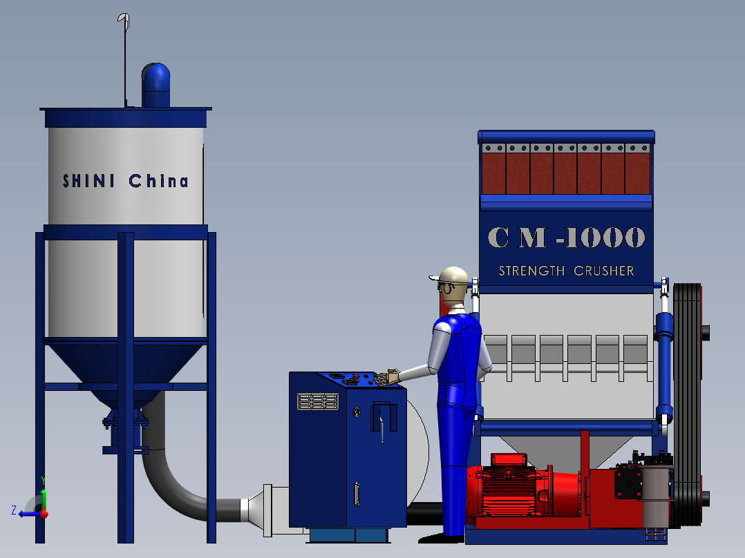 塑料破碎机（重型）【彩红网3D模型-caired.com】右视图