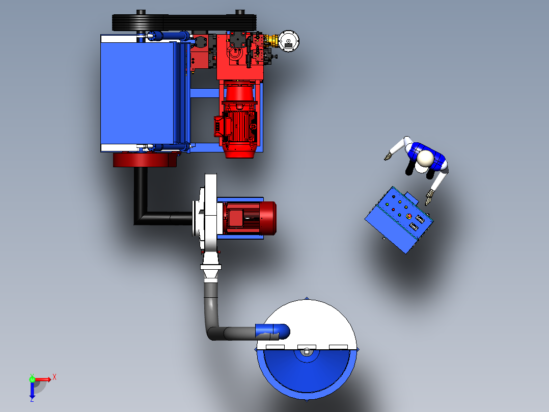 塑料破碎机（重型）【彩红网3D模型-caired.com】俯视图