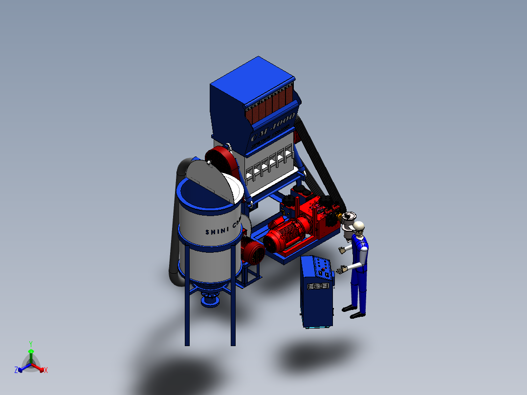 塑料破碎机（重型）【彩红网3D模型-caired.com】正等轴测图