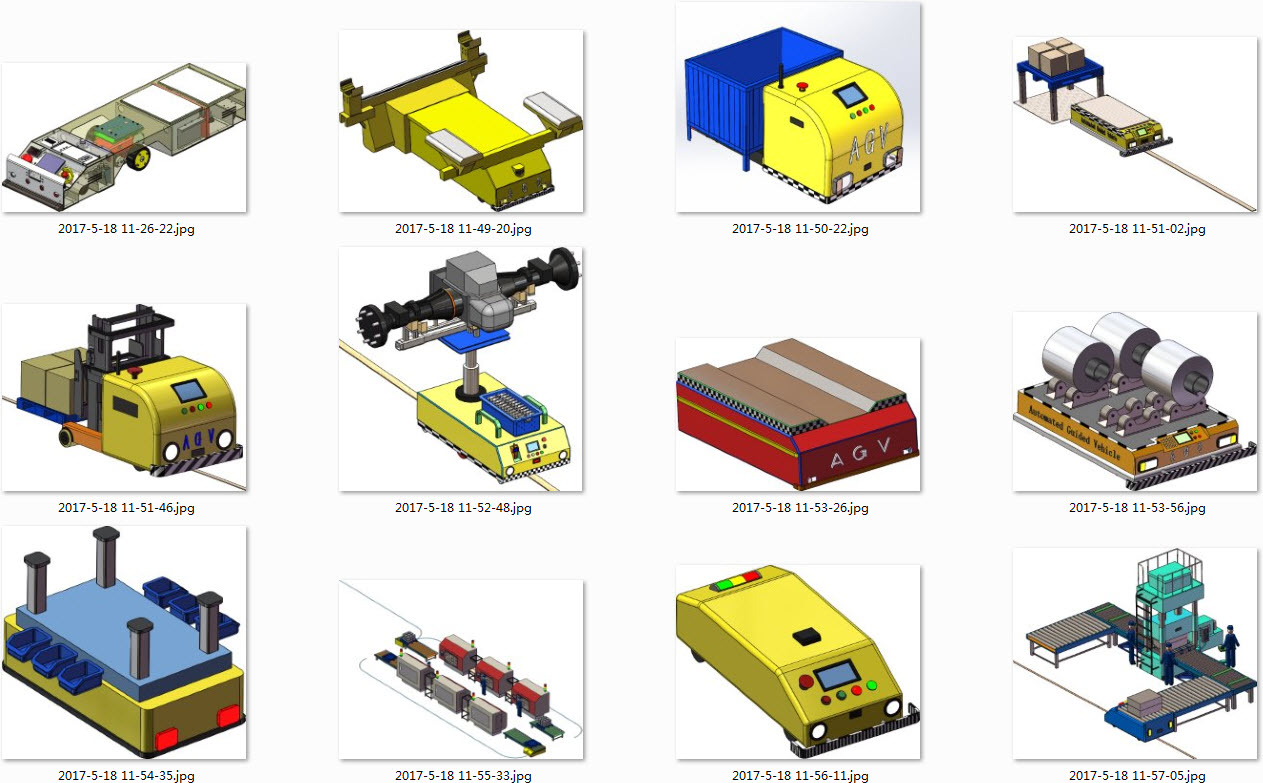 12套 AGV自动导引运输车打包下载SW含特征
