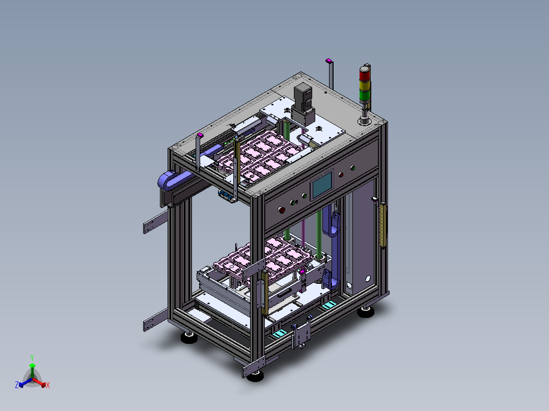 E103 转盘式多工站多轴同步双面锁螺SW原档正等轴测图
