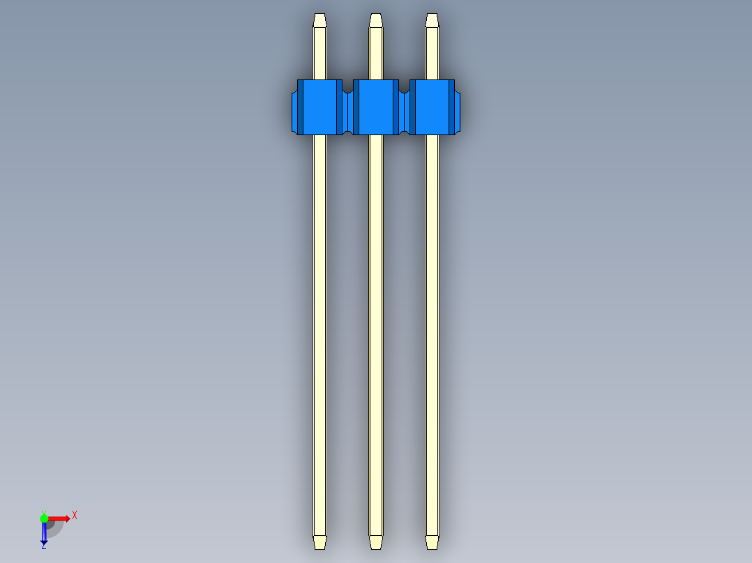 彩色公头100mil（2.54mm）系列-DS1021_blue_1x03p_100mil_Type19_rev1.0俯视图