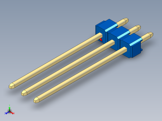 彩色公头100mil（2.54mm）系列-DS1021_blue_1x03p_100mil_Type19_rev1.0正等轴测缩略图