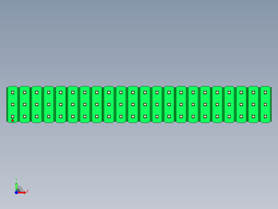 彩色公头100mil（2.54mm）系列-DS1021_green_3x22p_100mil_Type5_rev1.0前视图
