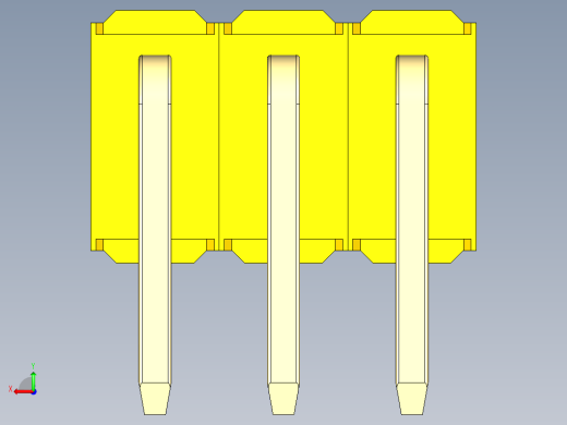 彩色公排针 100mil 2.54mm 系列-DS1022_yellow_2x03p_100mil_TypeD_rev1.0后视缩略图