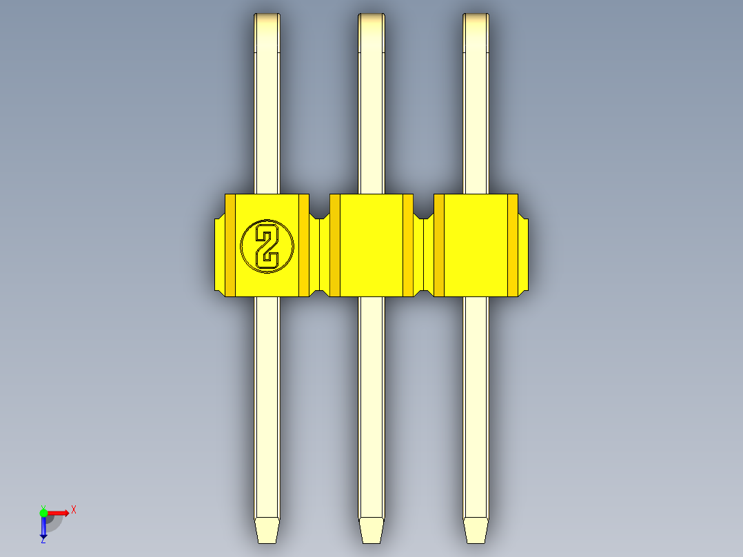 彩色公排针 100mil 2.54mm 系列-DS1022_yellow_2x03p_100mil_TypeD_rev1.0俯视图