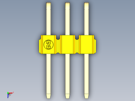 彩色公排针 100mil 2.54mm 系列-DS1022_yellow_2x03p_100mil_TypeD_rev1.0俯视缩略图