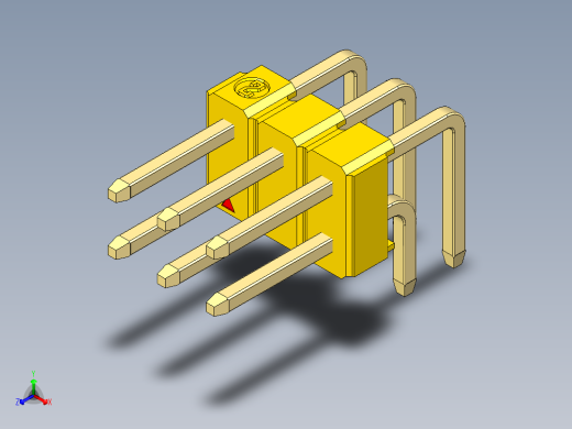 彩色公排针 100mil 2.54mm 系列-DS1022_yellow_2x03p_100mil_TypeD_rev1.0正等轴测缩略图
