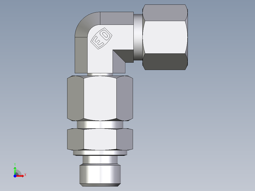 卡套式工业通用硬管接头EO_Assembled_adjustable_standpipe_elbow_EVW10SM71前视图