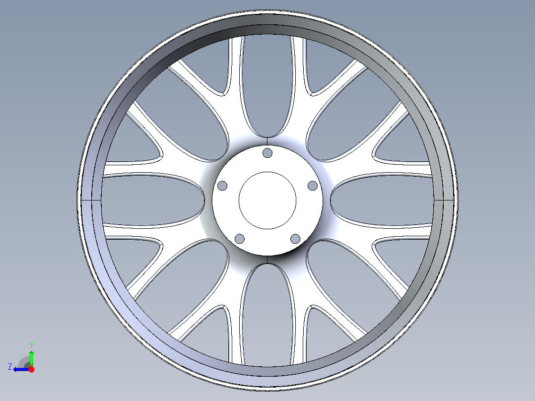 BMW轮辋3D图纸 SolidWorks2015设计右视图
