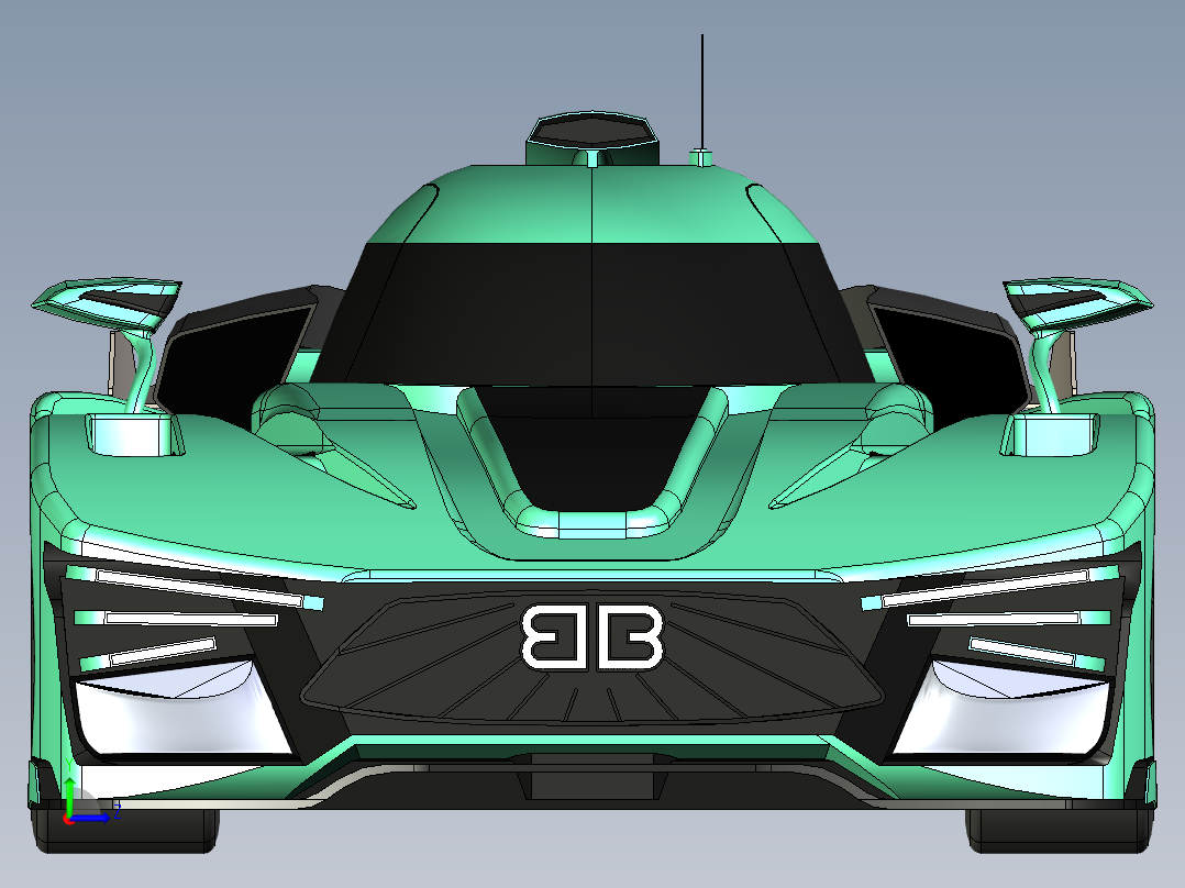 09-TBO Le Mans 24H跑车模型3D图纸 STEP格式左视图