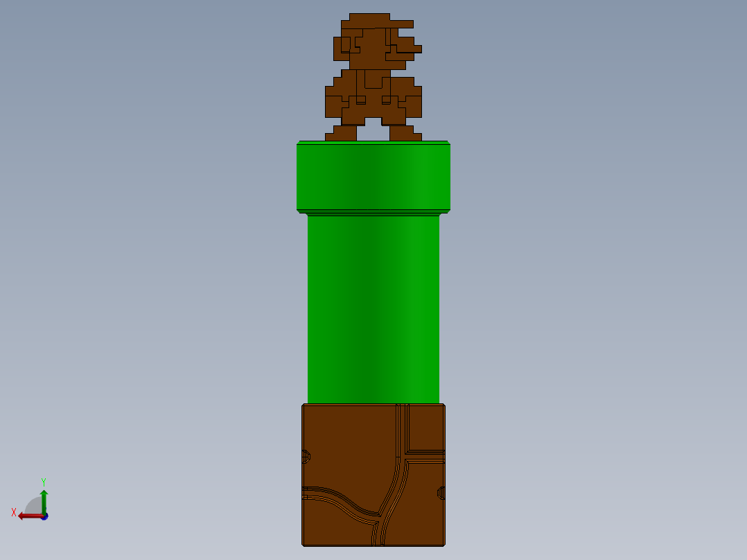 马里奥管道四分之一支架后视图