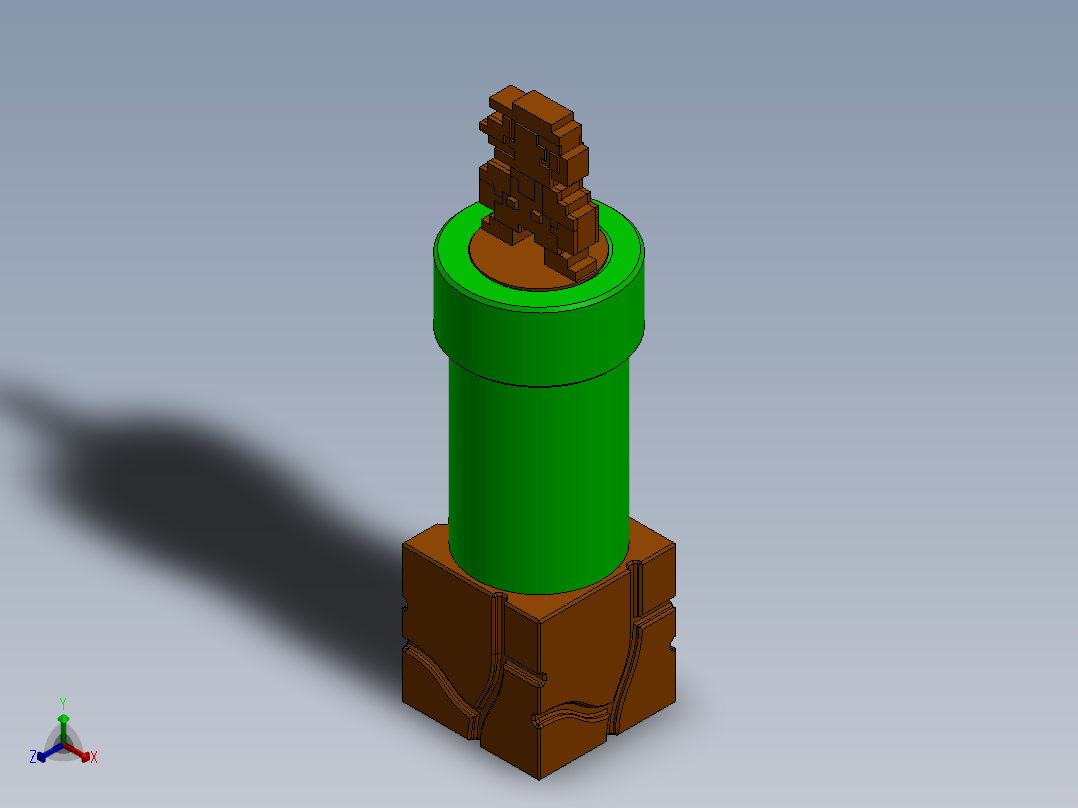 马里奥管道四分之一支架正等轴测图