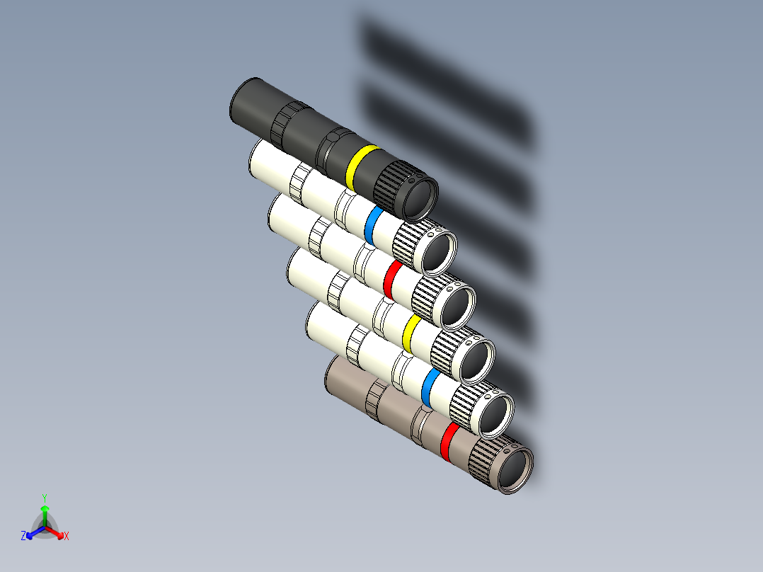 时尚简洁微型强光手电设计正等轴测图