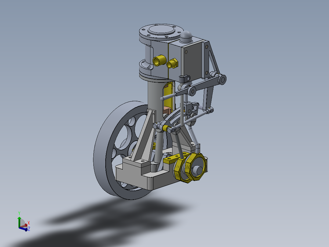 蒸汽机single-cylinder-vertical-steam-engine-模型格式为 sw主视图
