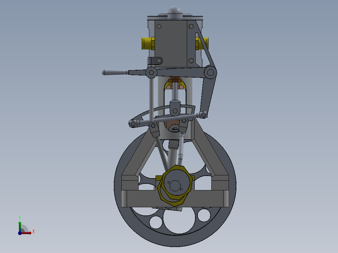 蒸汽机single-cylinder-vertical-steam-engine-模型格式为 sw前视图