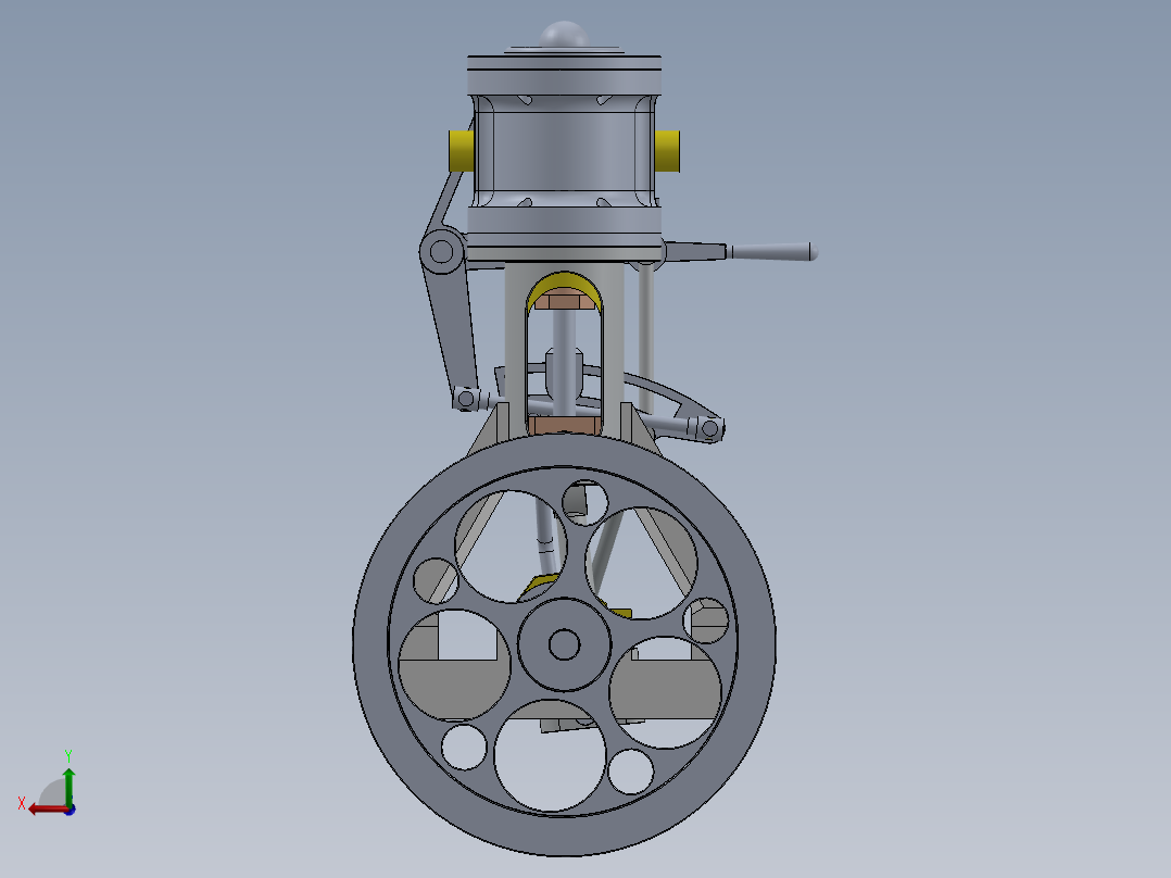 蒸汽机single-cylinder-vertical-steam-engine-模型格式为 sw后视图