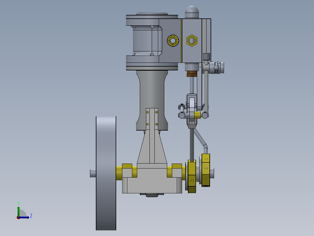 蒸汽机single-cylinder-vertical-steam-engine-模型格式为 sw左视图