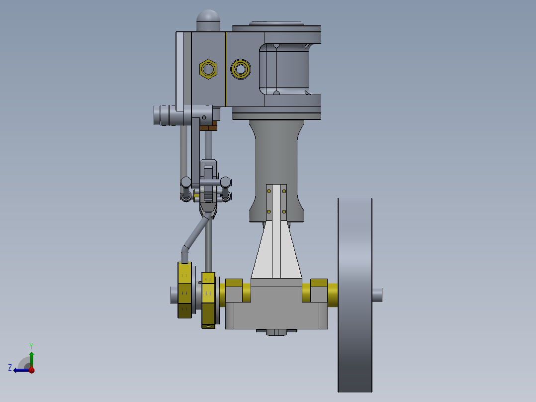 蒸汽机single-cylinder-vertical-steam-engine-模型格式为 sw右视图
