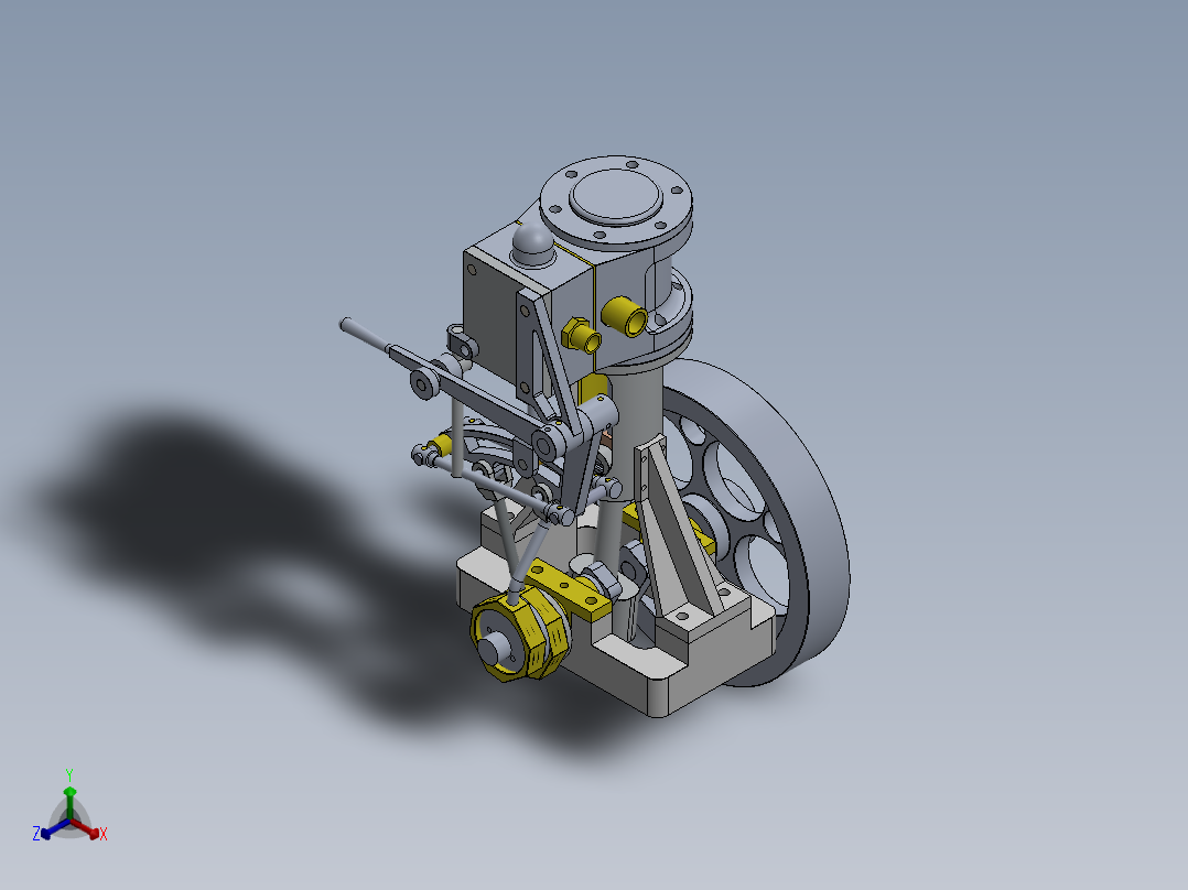 蒸汽机single-cylinder-vertical-steam-engine-模型格式为 sw正等轴测图