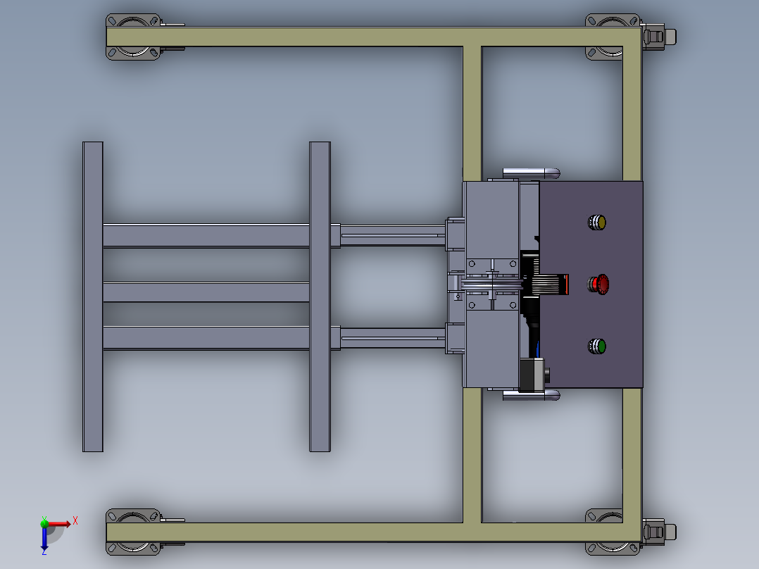 电动手推车升降结构3D数模图纸 STEP格式俯视图