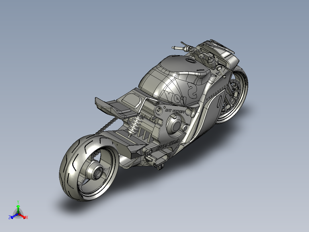 全新纯电概念摩托正等轴测图