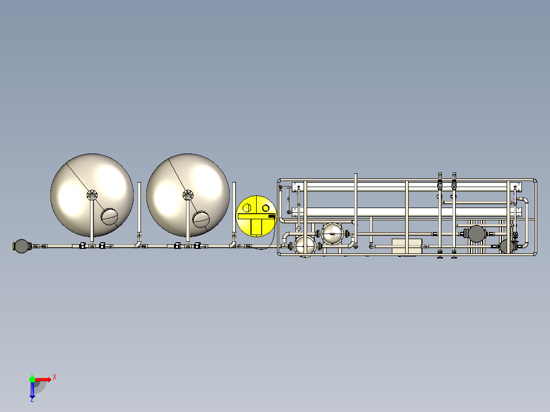20T双级级水处理设备step俯视图