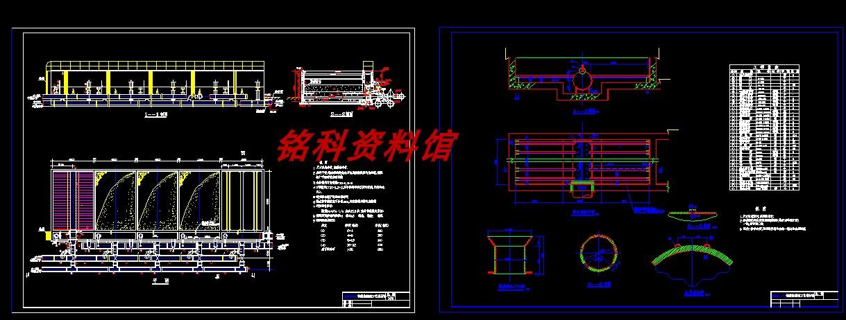1300吨小时普通快滤池工艺设计CAD图纸