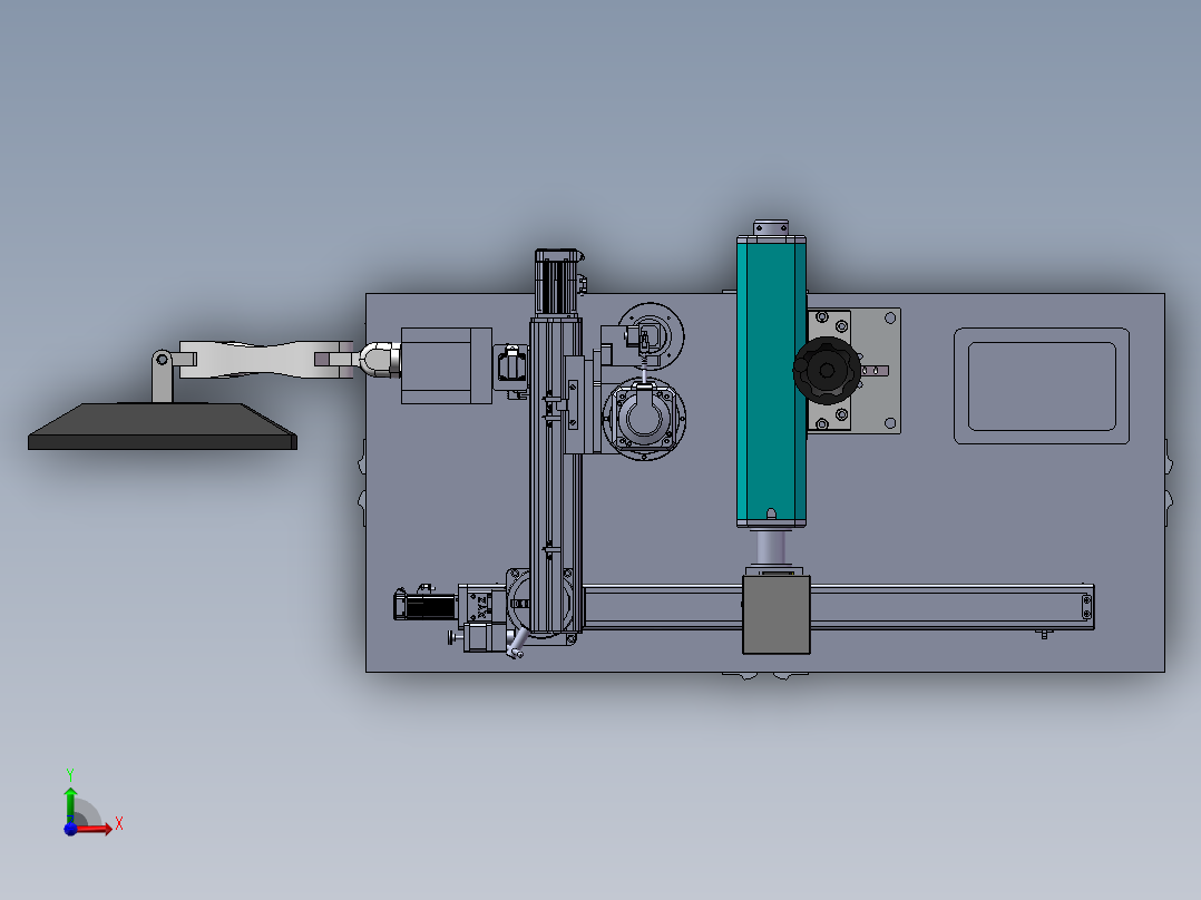 自动去毛刺设备3d图纸+视觉检测激光打标一体机 三轴去毛刺3d方案前视图