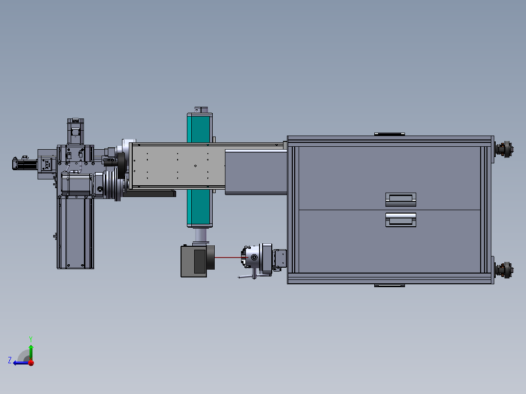 自动去毛刺设备3d图纸+视觉检测激光打标一体机 三轴去毛刺3d方案右视图