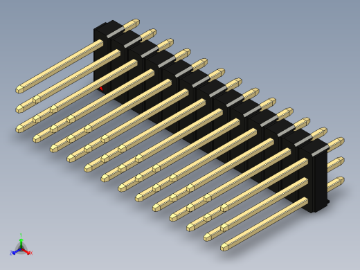 彩色公头100mil（2.54mm）系列-DS1021_black_3x13p_100mil_Type5_rev1.0正等轴测缩略图