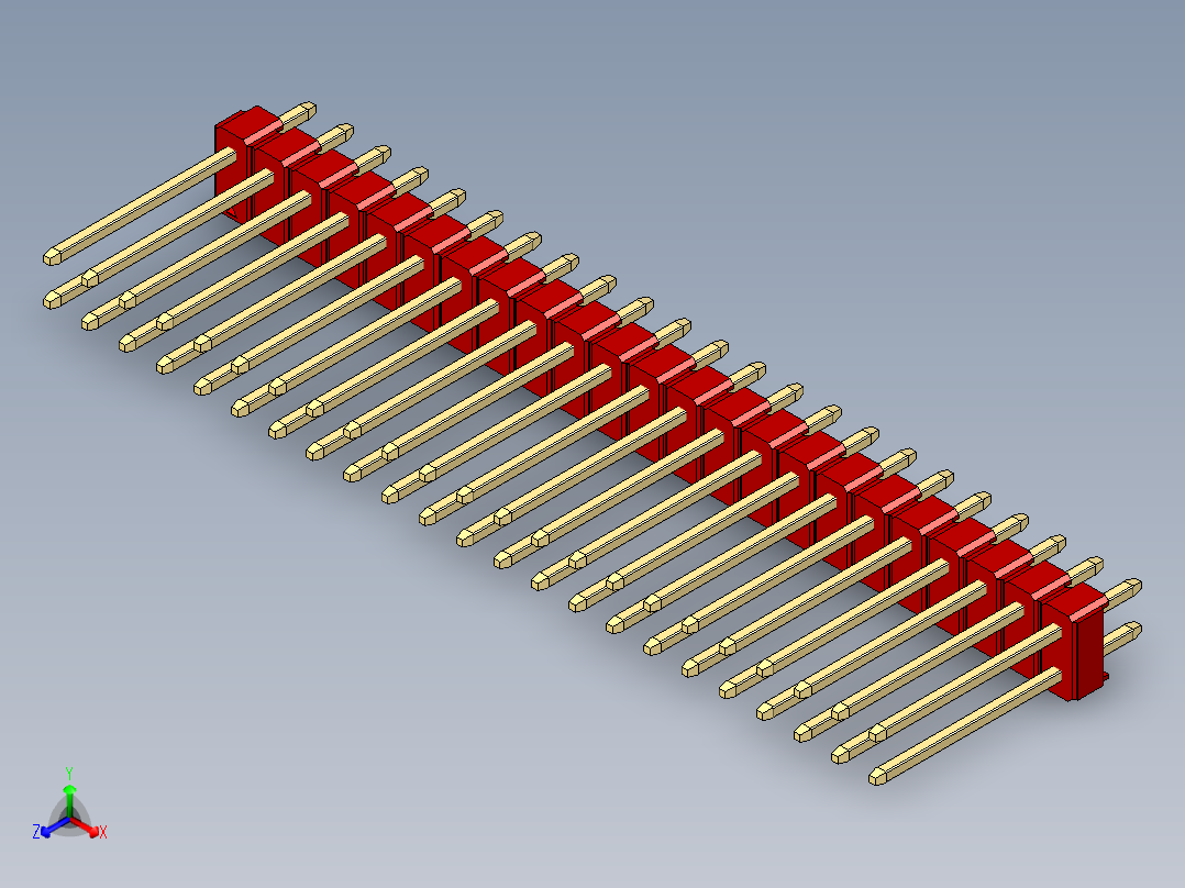 彩色公头100mil（2.54mm）系列-DS1021_red_2x23p_100mil_Type5_rev1.0主视图
