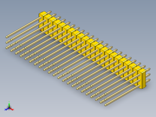 彩色公头100mil（2.54mm）系列-DS1021_yellow_3x22p_100mil_Type19_rev1.0