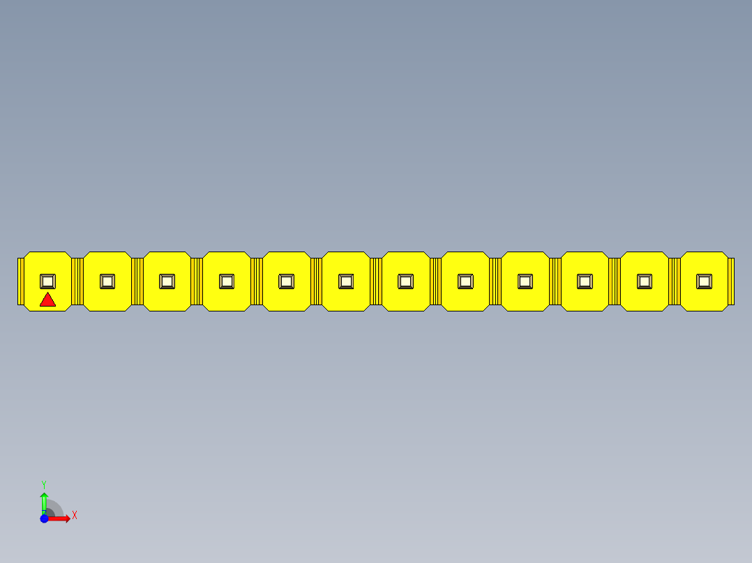 彩色公头100mil（2.54mm）系列-DS1021_yellow_1x12p_100mil_Type19_rev1.0前视图