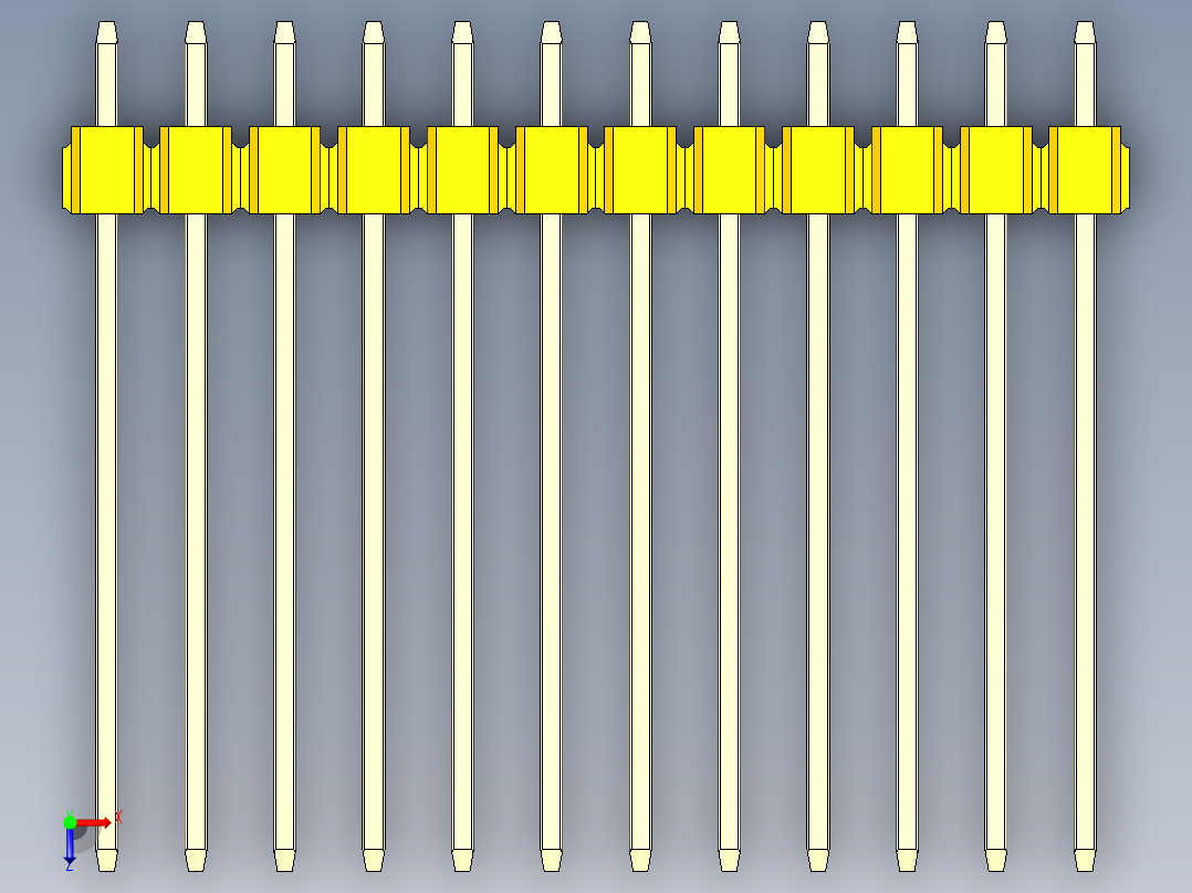彩色公头100mil（2.54mm）系列-DS1021_yellow_1x12p_100mil_Type19_rev1.0俯视图