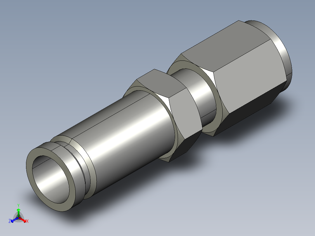 卡套式工业通用硬管接头8-4_trbu-s正等轴测图
