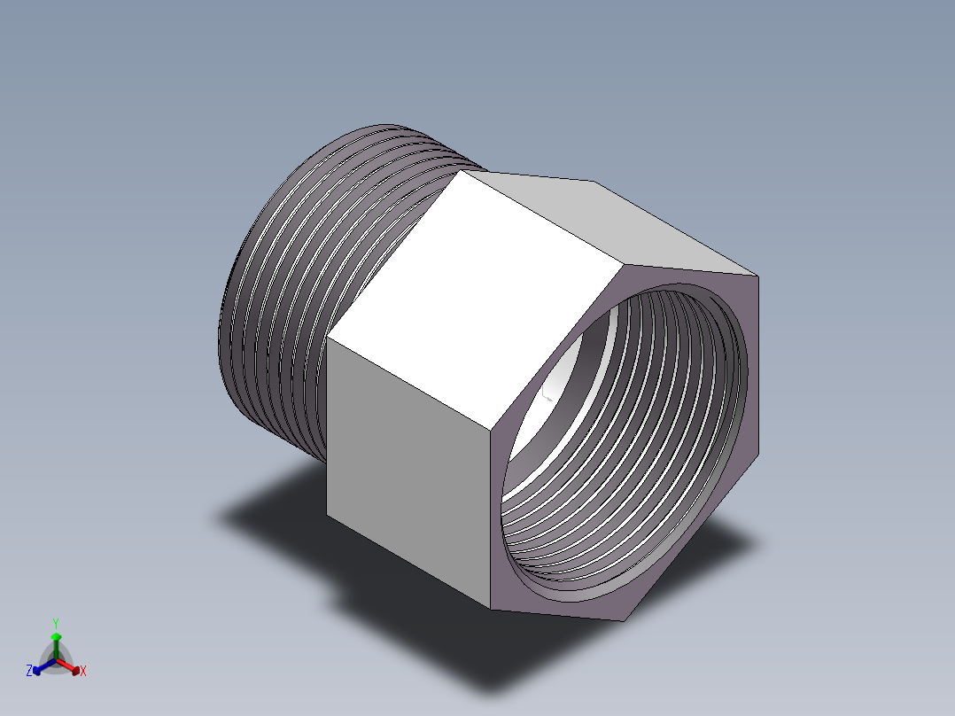 转接头-内外丝等径 DN32正等轴测图