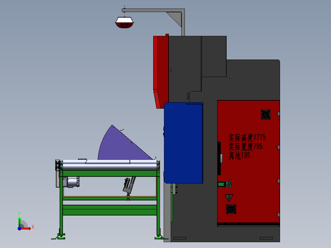 钣金前后档定位随动折弯系统sw19可编辑前视图