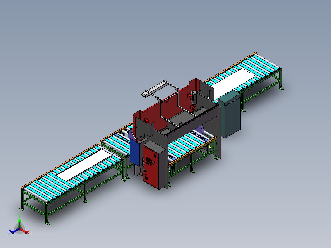 钣金前后档定位随动折弯系统sw19可编辑正等轴测图