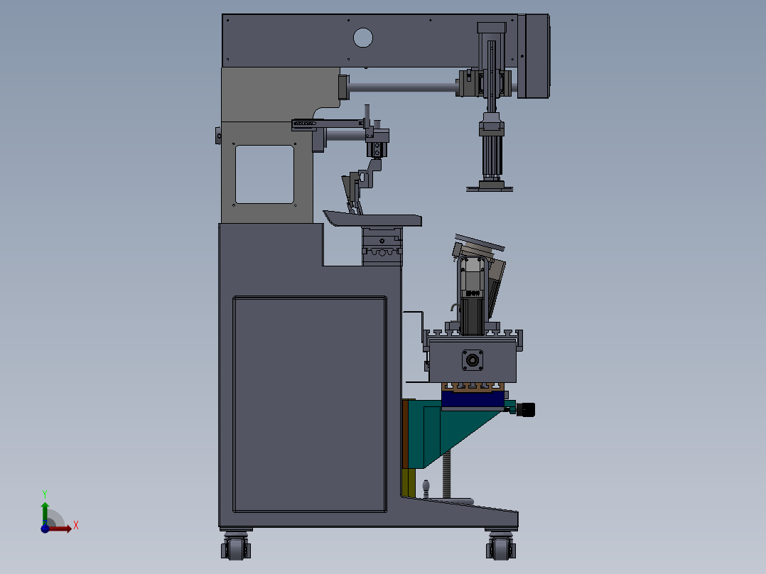移印设备五头移印机（sw20可编辑+工程图+bom）前视图