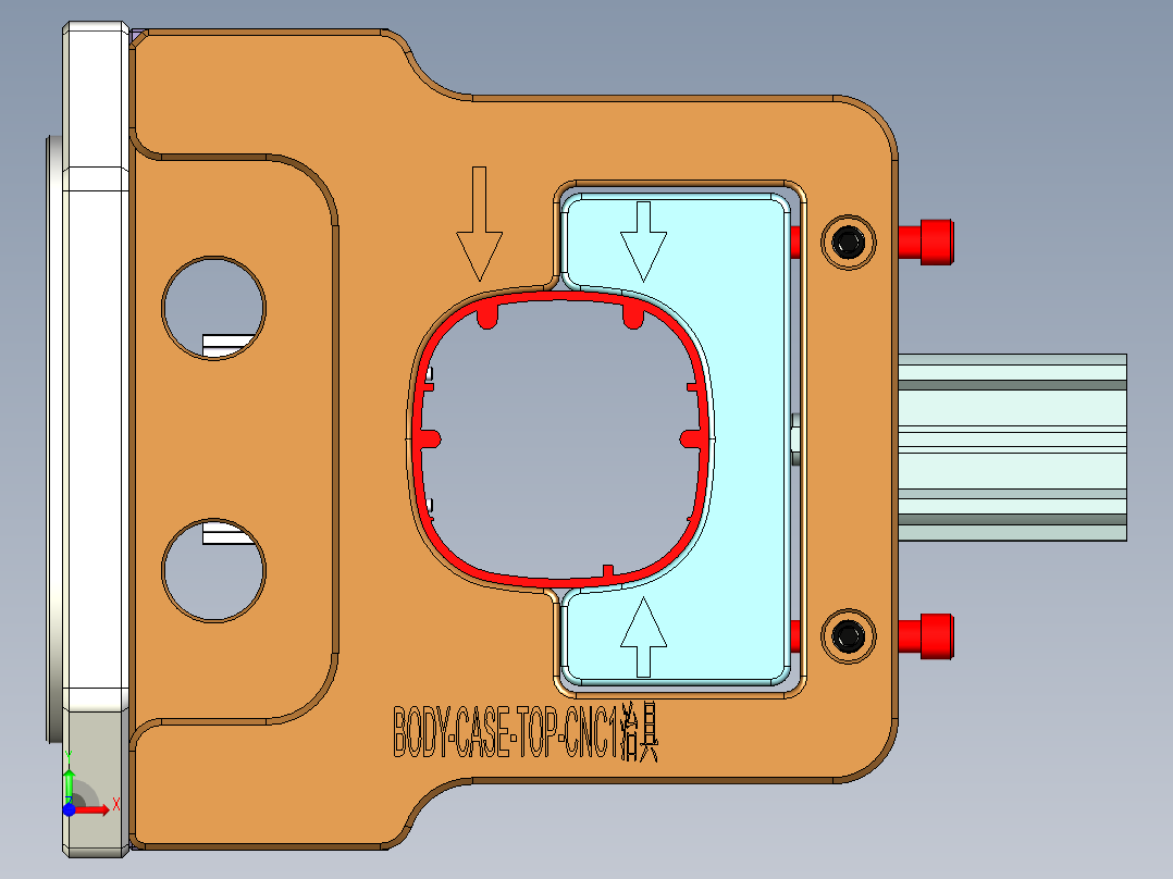 小型加湿器金属外壳铣端面CNC治具模型前视图
