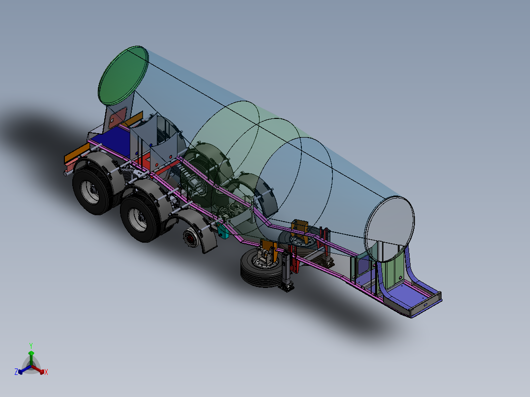 29立方米散装物料半挂车正等轴测图