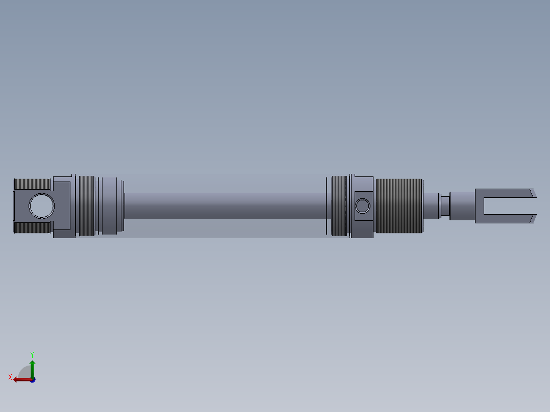 螺纹式气缸（圆形后安装）40x18x145 mm后视图