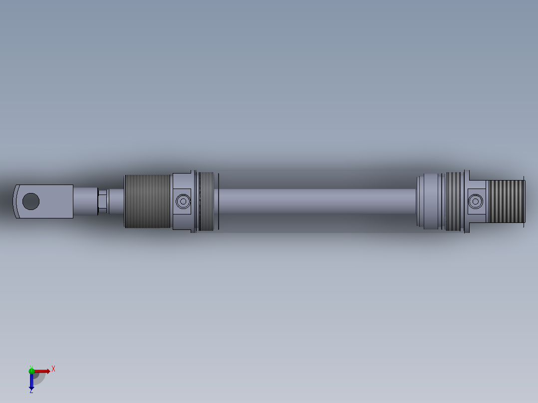螺纹式气缸（圆形后安装）40x18x145 mm俯视图