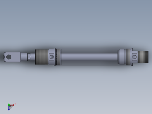 螺纹式气缸（圆形后安装）40x18x145 mm俯视缩略图