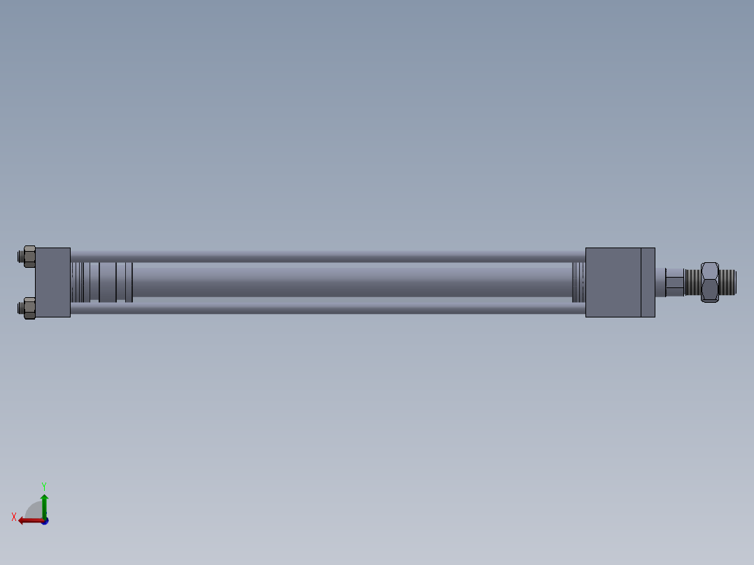 A0002869-转向横拉杆气缸（带前法兰安装）40x25x380 毫米后视图
